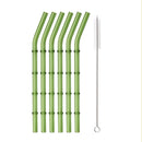 Axyaa 11Pcs Green Glass Straws Set with Brush - High Borosilicate Drinkware