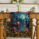 Axyaa Halloween Castle Pumpkin Head Moon Bat Street Table Runner