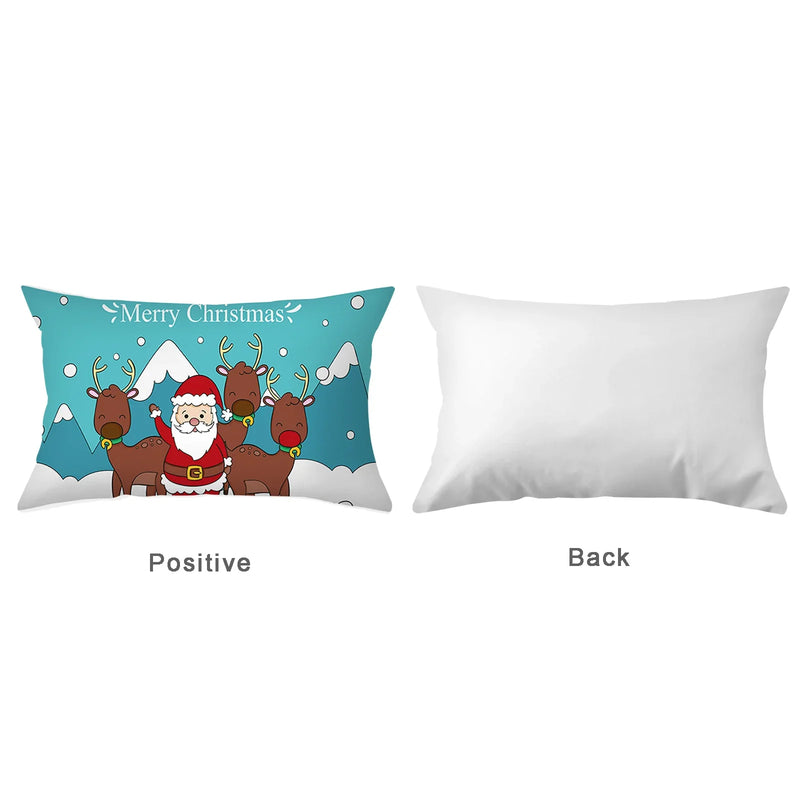 Axyaa Christmas Printed Deer & Santas Pillow Case 30x50cm