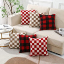 Axyaa Plaid Faux Fur Wool Throw Pillow Cover for Home Decor
