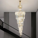 Axyaa Luxury Crystal Chandelier with Rotating Hollow Design for Duplex Villa Hall