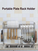 Axyaa Stainless Steel Plate Rack Holder Kitchen Organizer Dish Shelf