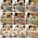 Axyaa Retro Oil Painting Design Sofa Cover with Tassels for Home Decor