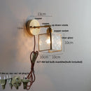 Axyaa Japanese Style LED Wall Light Clear Glass Pull Chain Switch Nordic Modern Decor