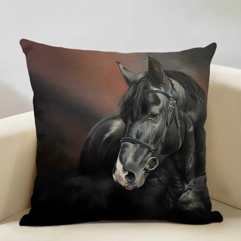 Luxury Axyaa Horse Cushion Cover 45x45cm Linen Pillow Case for Home Decor