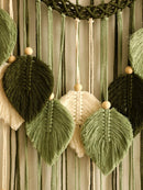Axyaa Macrame Leaf Tapestry: Boho Wall Art Hanging Decor, Handmade Home Ornament