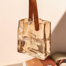 Axyaa Glass Vase Bag Style Handbag: Chic Leather Terrarium Flower Pot for Home Decor