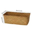 Axyaa Wicker Storage Basket Picnic Laundry Organizer Fruit Seaweed Box