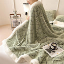 Axyaa Plush Fleece Throw Blanket for Sofa Bed - Warm Double Layer Plaid Blanket