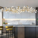 Axyaa Modern Brass Ginkgo Leaf Branch Chandelier for Dining Room & Living Space