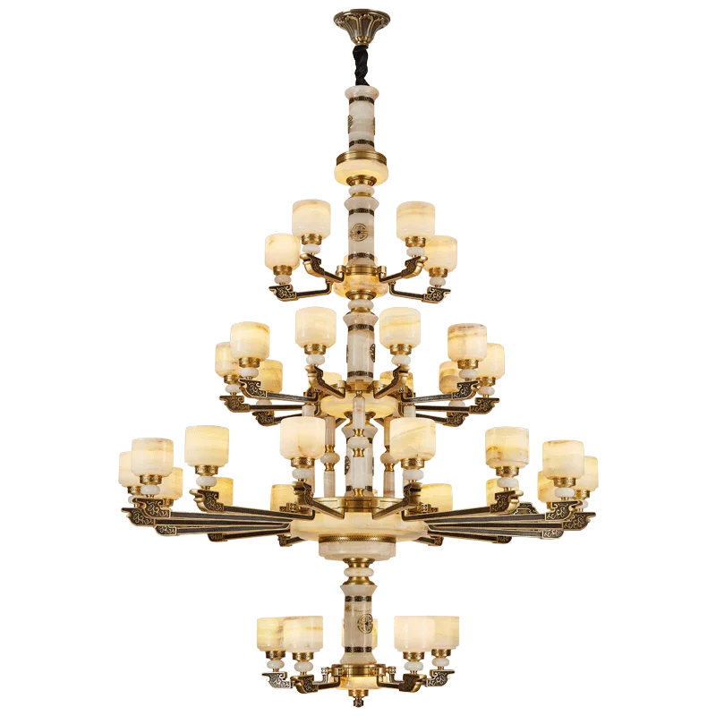 Axyaa All Copper Jade Chandelier for Living Room, Dining Room, Bedroom, Duplex Building