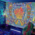 Axyaa UV Mushroom Fractal Tapestry - Psychedelic Wall Art for Bedroom, Dorm Room