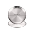 Axyaa Stainless Steel Round Shallow Tray Plate Set for BBQ Picnic Camping