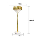 Axyaa Art Deco Crystal Marble Led Floor Lamp in Golden Black Stainless Steel