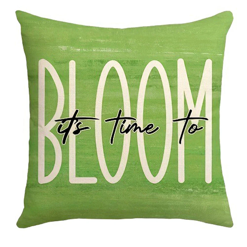 Axyaa Plant Flower Print Pillowcase - Green Polyester Cushion Cover