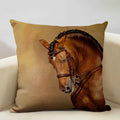 Axyaa Horse Pattern Cushion Cover 45x45cm Linen for Home Living Room Art Decoration