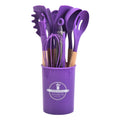 Axyaa Silicone Kitchen Utensils Set with Wooden Handle