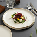 Axya Round Ceramic Dinner Plates: Solid Color Pasta Steak Plate Set