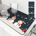 Christmas Snowmen Snowflakes Drying Mat for Kitchen Table Decoration - Axyaa