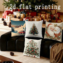 Axyaa Christmas Theme Cushion Cover: Santa & Winter Scenes Pattern for Sofa, Bedroom, Car Pillows