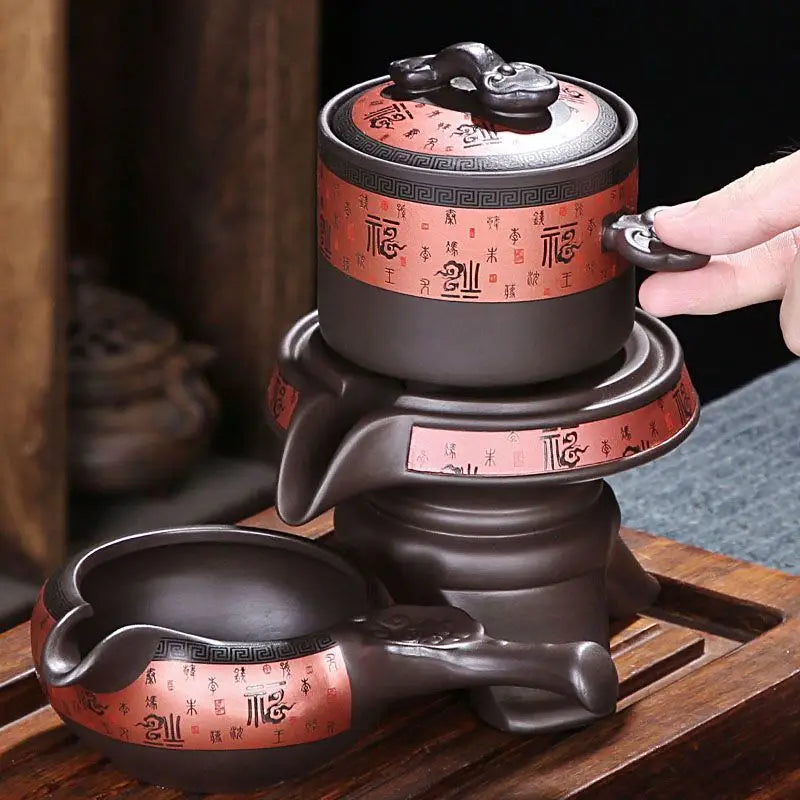 Axya Chinese Kung Fu Tea Set: Top-Grade Bone Teaset with Automatic Brewing