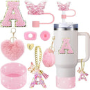 Axyaa Cup Accessories Set: Butterfly Straw, Cover, Cap, Boot, Handle Charm, Initials Sticker