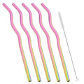 Axyaa Stainless Steel Wavy & Straight Drinking Straws Set for Cocktails & Bubble Tea