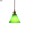 Axyaa Green Glass LED Pendant Lights with Copper Finish