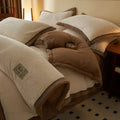 King Flannel Velvet Bedding Set with Fleece Sheet & Pillowcase by Axyaa