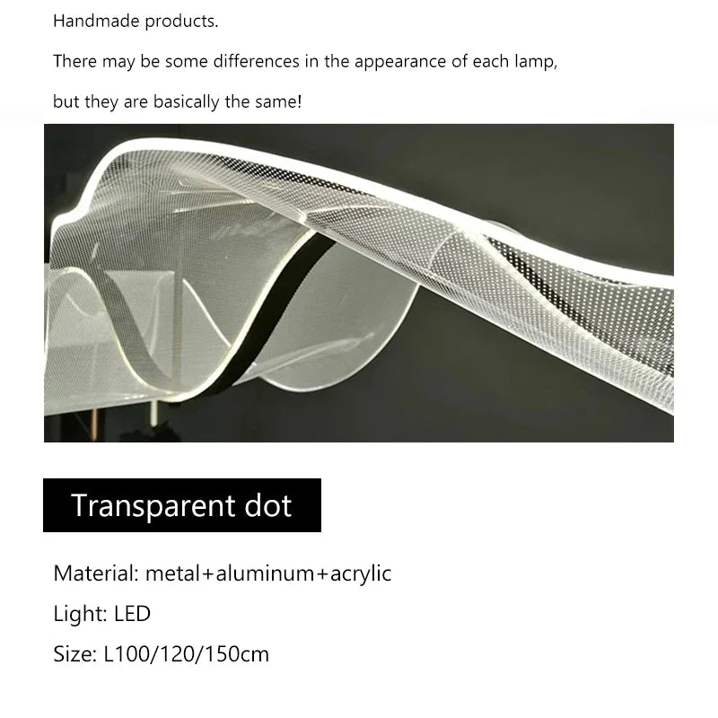 Axyaa Wave LED Pendant Lamp - Elegant Acrylic Designer Chandelier