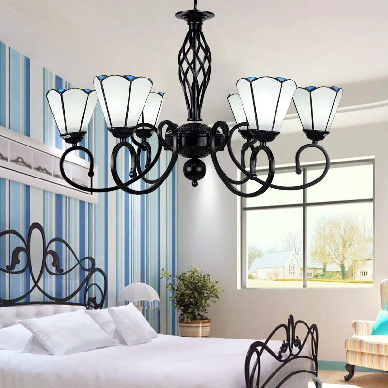 Axya Black Iron Art Mediterranean Chandelier for Living Room Dining Bedroom