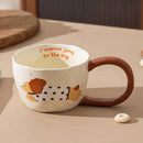 Axyaa Ceramic Breakfast Mug Set - Korean Style Drinkware for Coffee, Tea, and Oatmeal