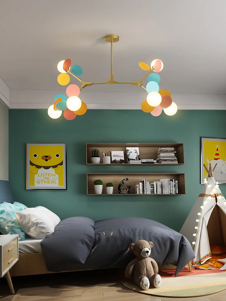 Axyaa Branch Glass Ball Chandelier: Modern Kids Room Pendant Light for Home Decor