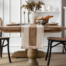 Axyaa Striped Cotton Linen Table Runner with Tassels for Home Dining Decor