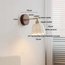 Axyaa Ceramic LED Wall Lights Wood Base Copper Rotate Bedside Lamp Sconce