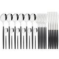 Axyaa Stainless Steel Cutlery Set - Black Silver Dinnerware Flatware Tableware Kit