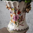 Axyaa Retro Ice Crack Ceramic Vase, European Double-Ear High-Footed Home Decor