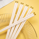 Axyaa White Metal Alloy Chopsticks Set - 5 Pairs Reusable Japanese Chinese Korean Tableware