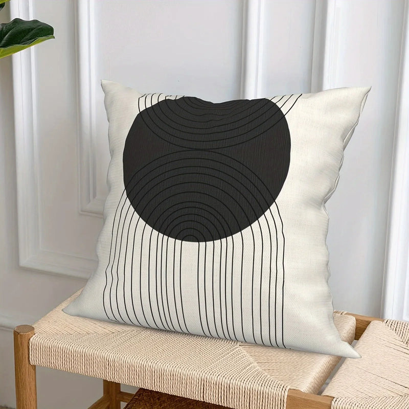 Geometric Round Line Pattern Pillow Cover for Modern Minimalist Home Decor