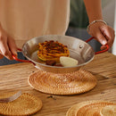 Axyaa Hand-woven Rattan Coaster Tray Set