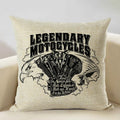 Axyaa Motorcycle Pattern Cushion Cover 45x45cm - Black and White Design