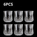 Axyaa Embossed Glass Spirits Cups Set of 6 - 50ml Small Wine Tea Drinking Glass