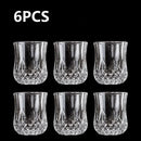 Axyaa Embossed Glass Spirits Cups Set of 6 - 50ml Small Wine Tea Drinking Glass