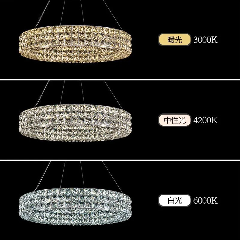 Axyaa Crystal Circle Pendant Light: Minimalist Modern Luxury for Elegant Bedrooms