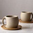 Axyaa Ceramic Coffee Cup Set 220ml - Breakfast Milk Oat Drink Mug & Saucer