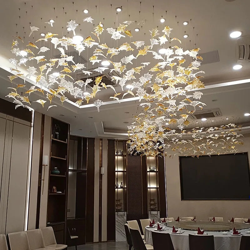 Luxury Glass Chandelier by Axyaa: Modern Design for High Ceiling Spaces