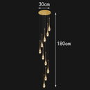 Axyaa Crystal Chandelier Stair Pendant Lamp Living Room Interior Lighting