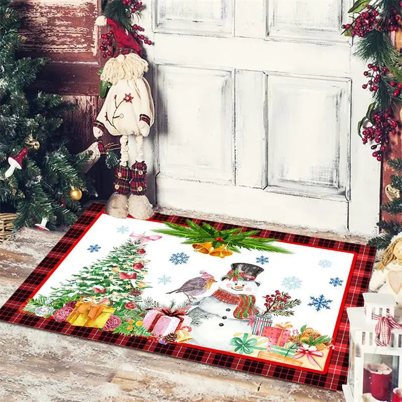 Christmas Dwarf Print Floor Mat for Living Room and Balcony Decoration by Axyaa