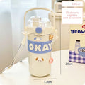 Axyaa Kawaii Thermal Water Bottle with Straw Stainless Steel Thermos