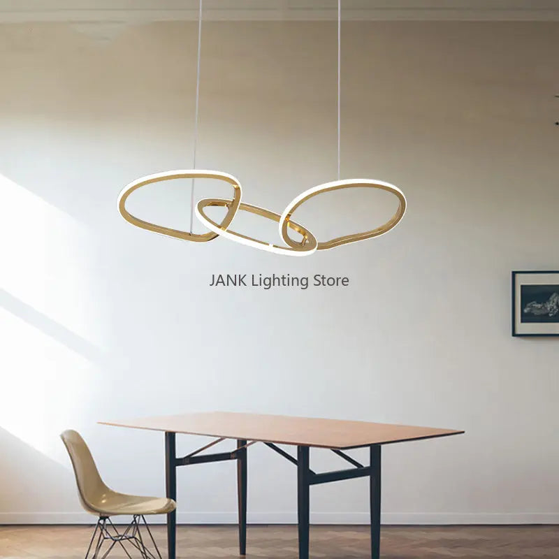 Axyaa Stainless Steel LED Chandelier: Nordic Luxury Circles Interlocking Lamp